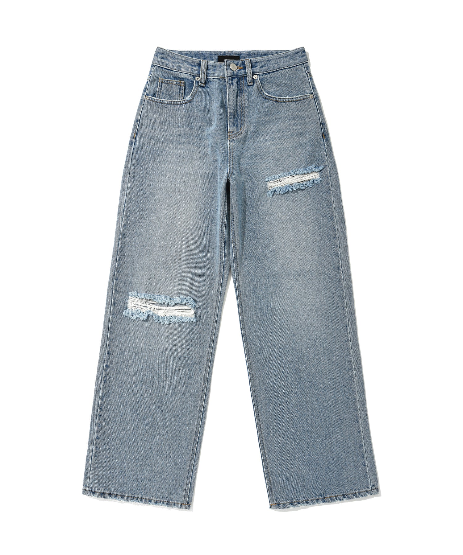 ダメージワイドデニムパンツ/CHUCK DAMAGE WIDE DENIM PANTS (SKY BLUE)