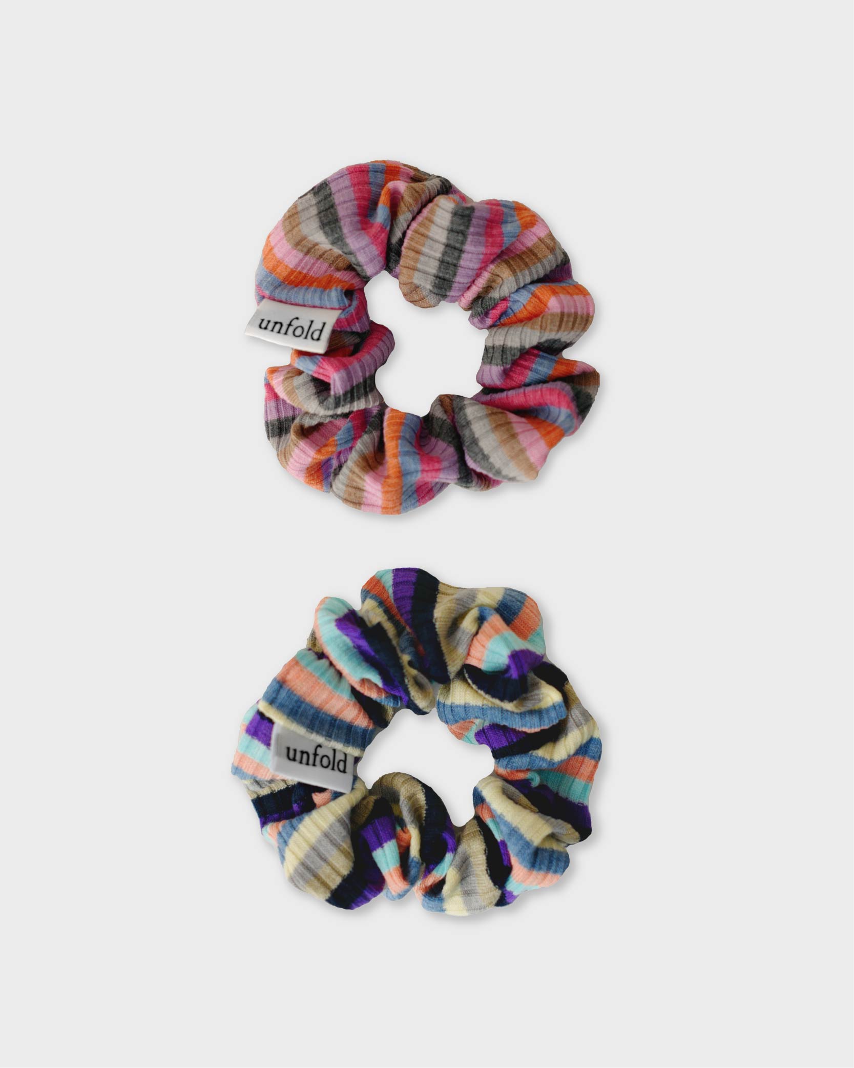 [unfold] Multi stripe scrunchie (2colors)