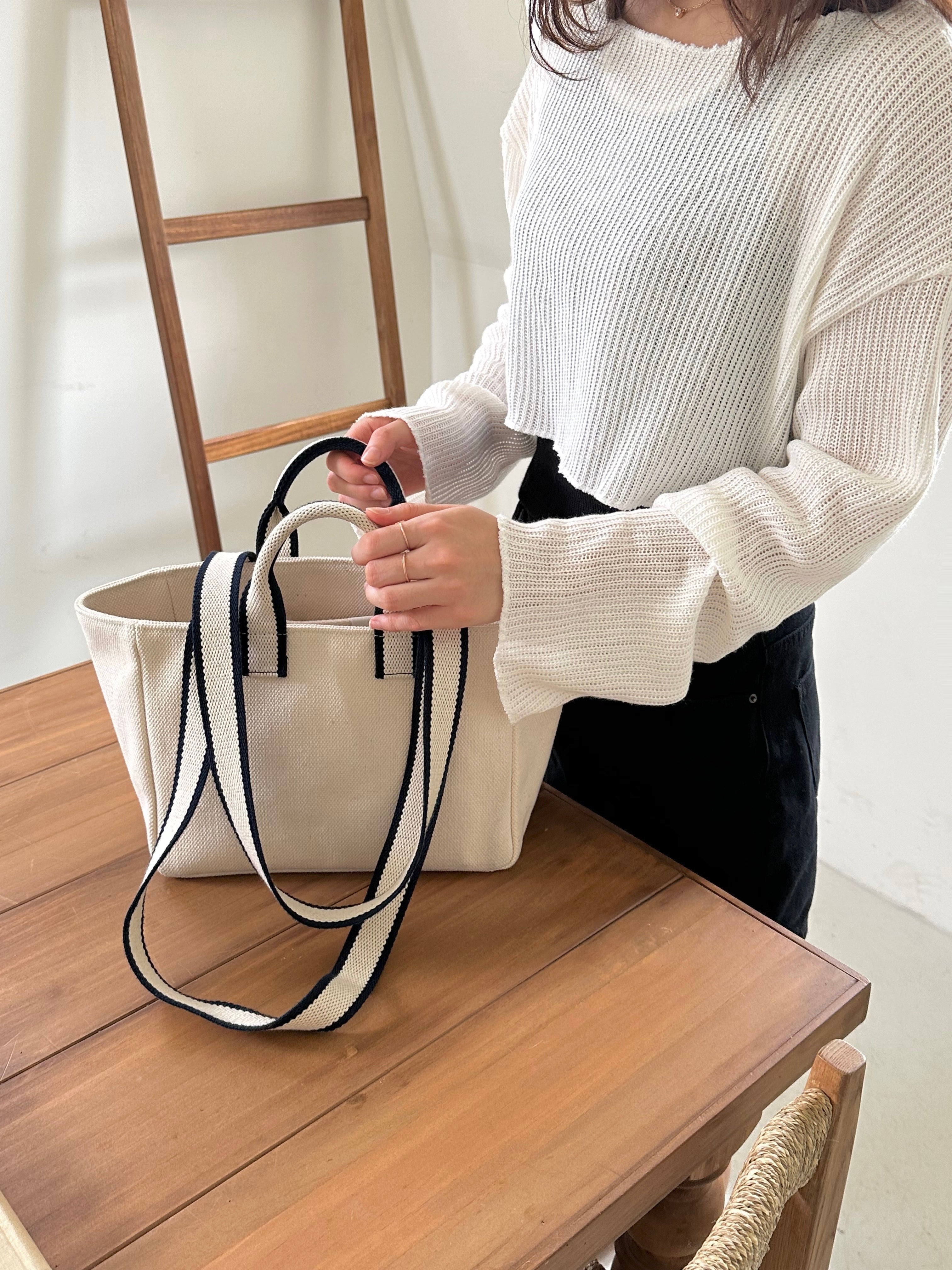 Mini Two-tone Strap Bag (Ivory)