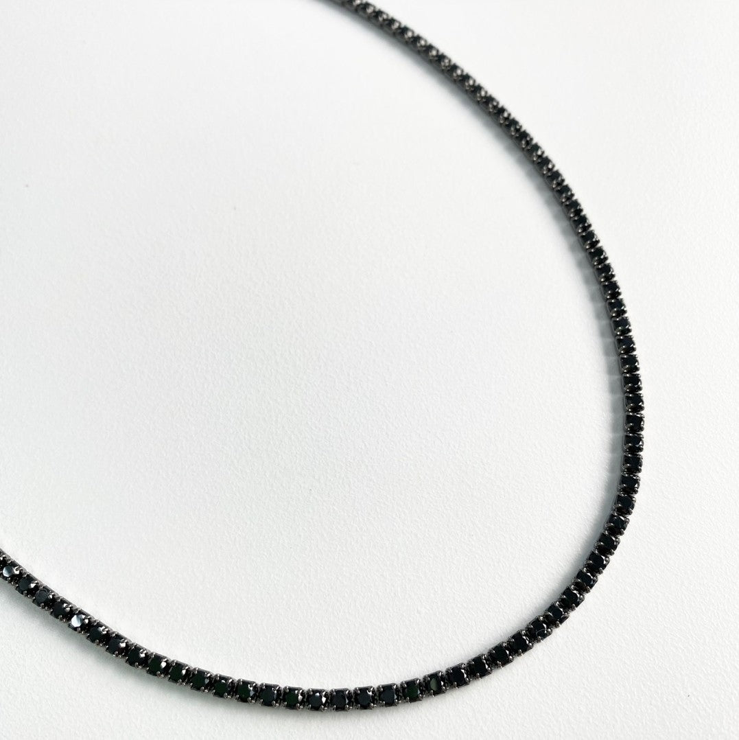 [ Silver 925 ] Black Color Tennis Necklace