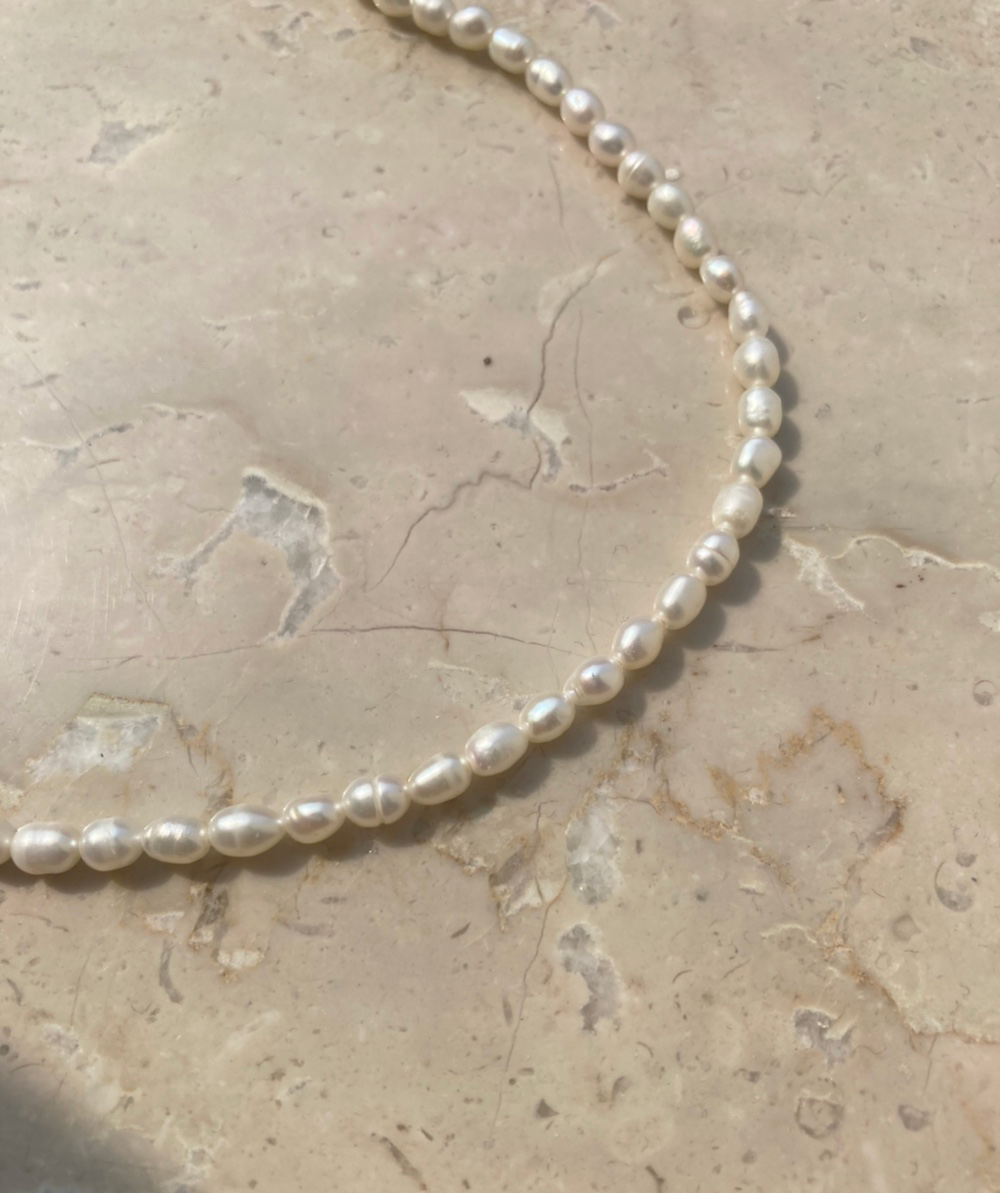[92.5silver] rice pearl necklace