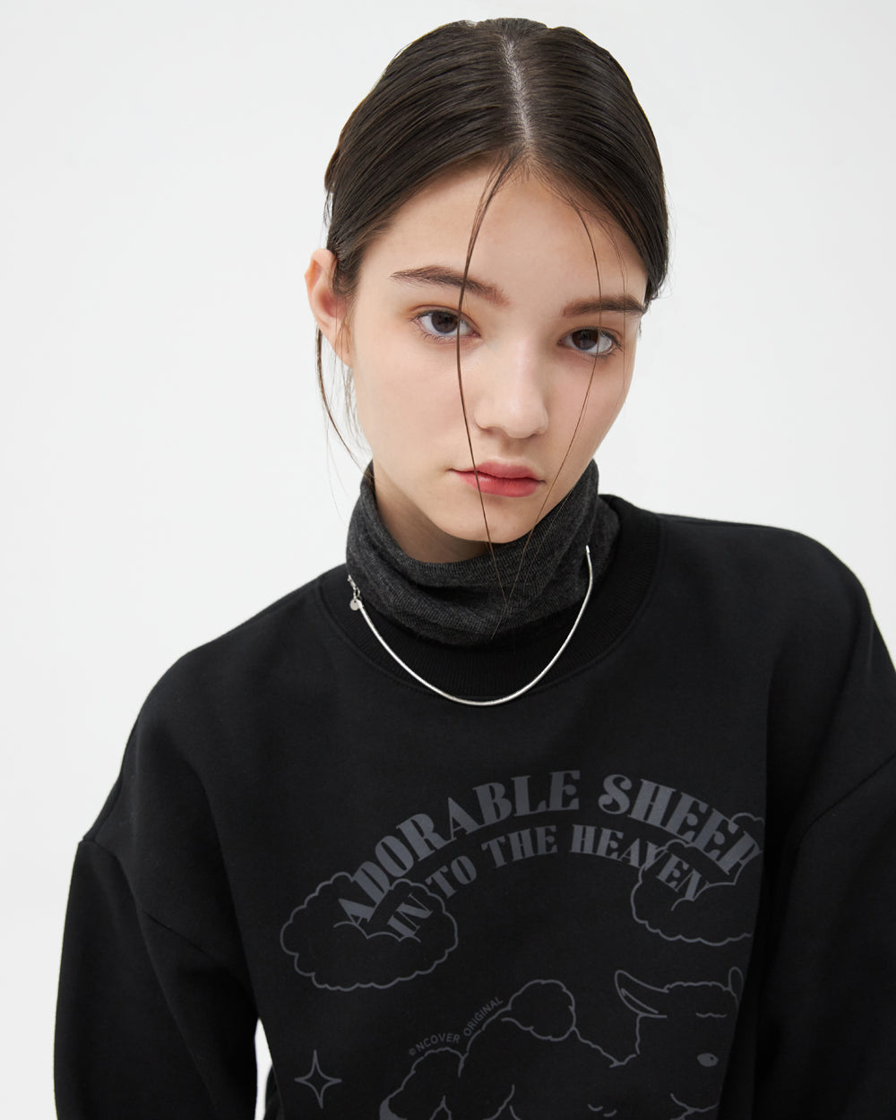 ADORABLE SHEEP SWEATSHIRT-BLACK