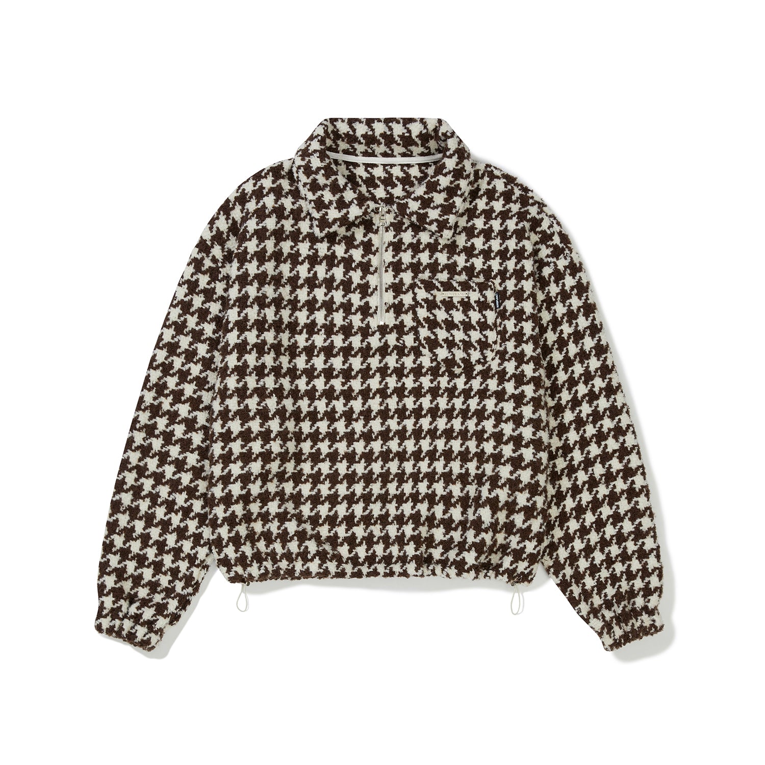 オーバーフィットハウンドニットアノラック / Overfit Hound Tooth Knit Anorak [BROWN]