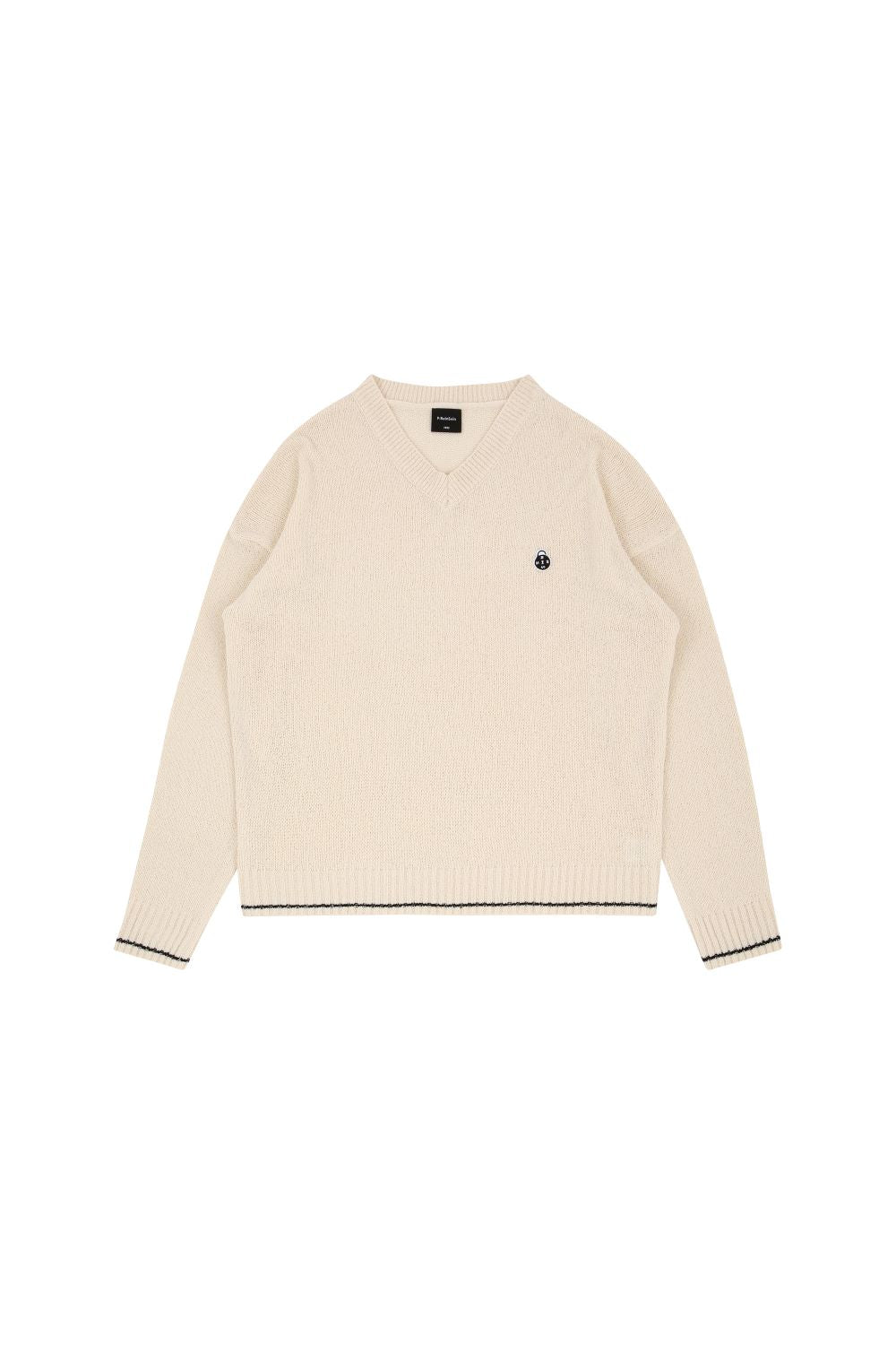 Beige V-Neck Bookle Knitwear