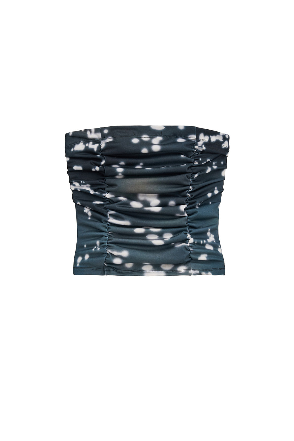 PRINTED SHIRRING TUBE TOP (DEEP GREEN)