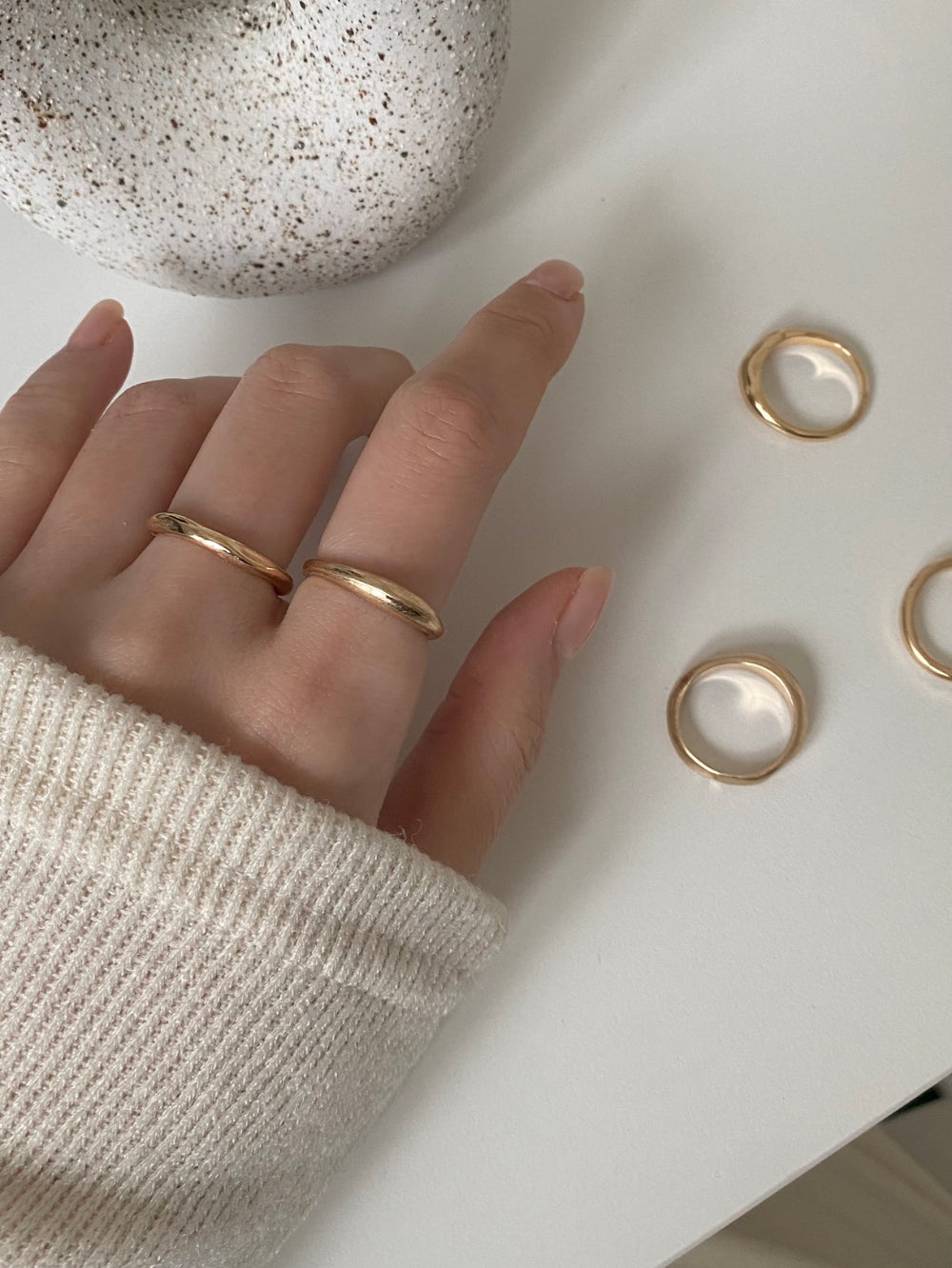 [5 set] simple volume layered ring set 