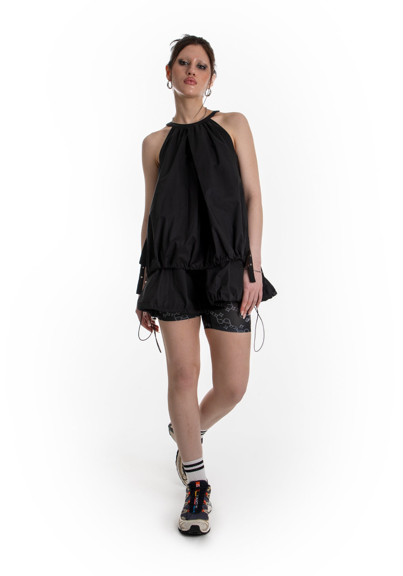 POCKET BALLOON MINI DRESS (BLACK)