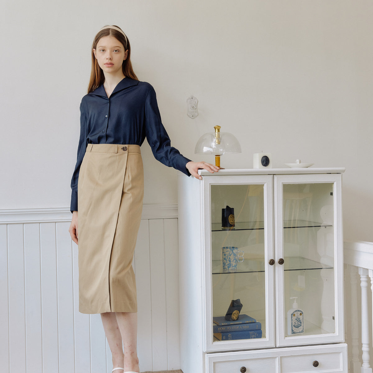 コットンラップスカート / COTTON WRAP SKIRT_BEIGE