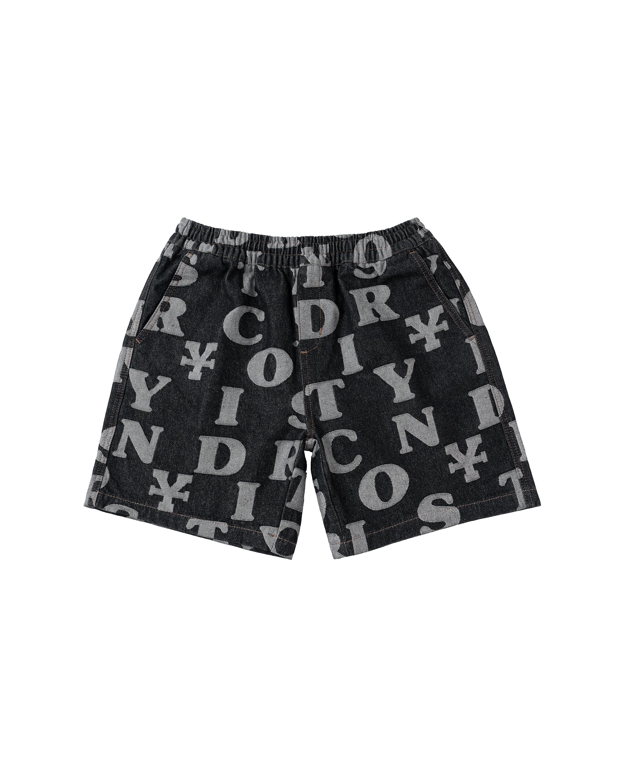 Letters Monogram Denim Short - Black