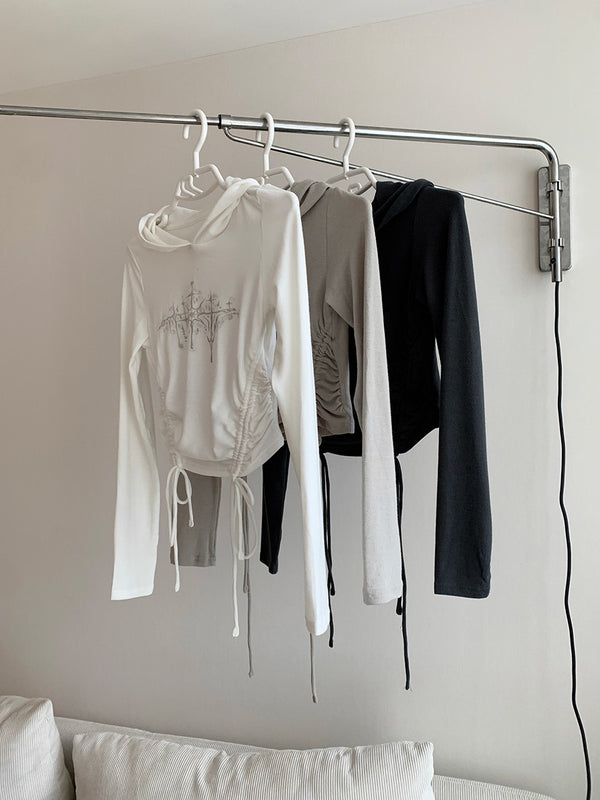 Collection shirring crop hoodie