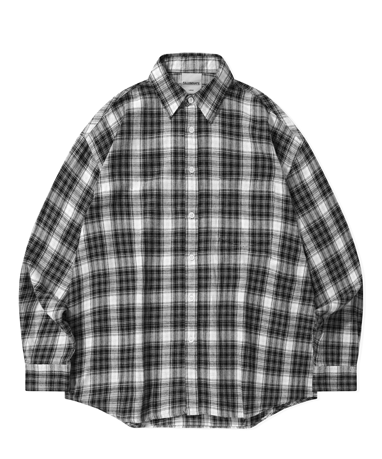 Overfit Madras Check Shirt-Black
