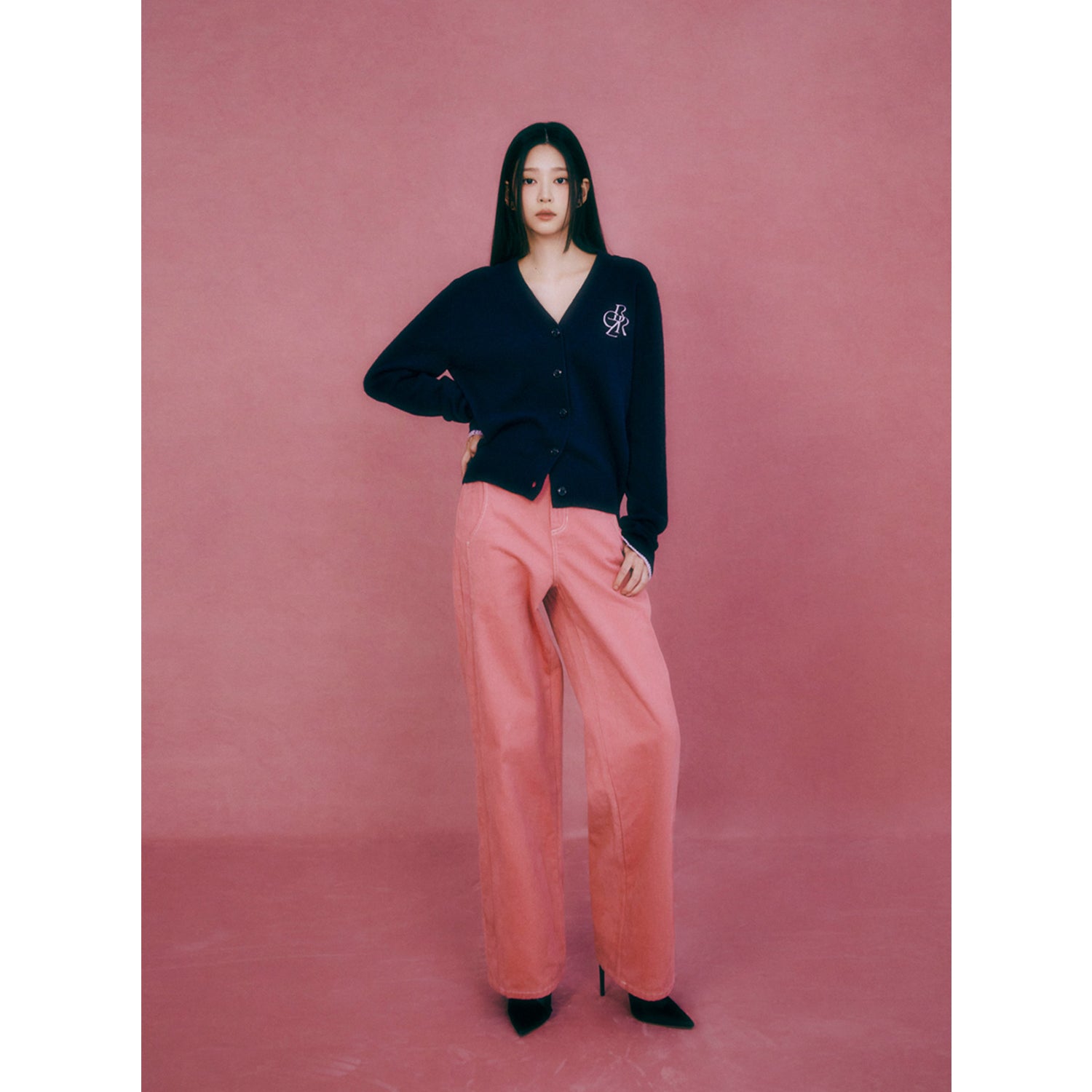 CUTTING DETAILED COTTON TWILL PANTS_PINK