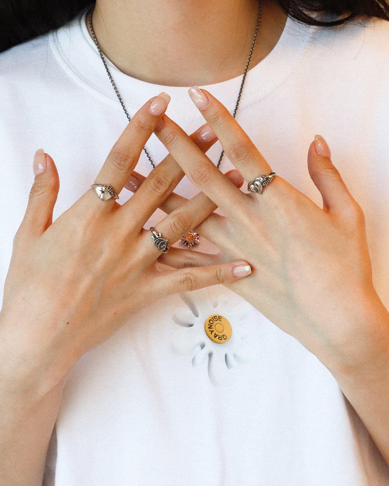 Stitch heart ring L (925 silver)