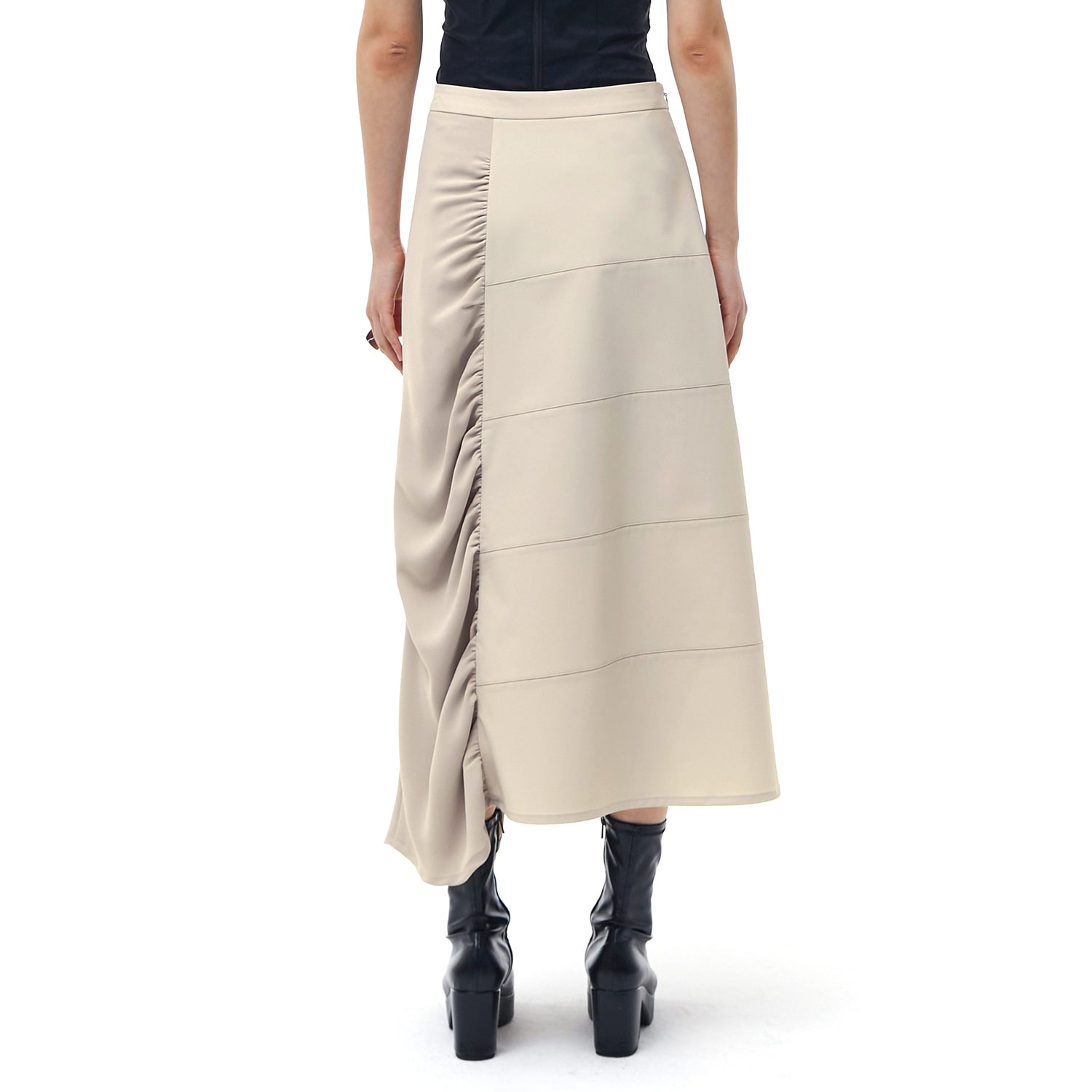 Shirring Panel Skirt _Beige