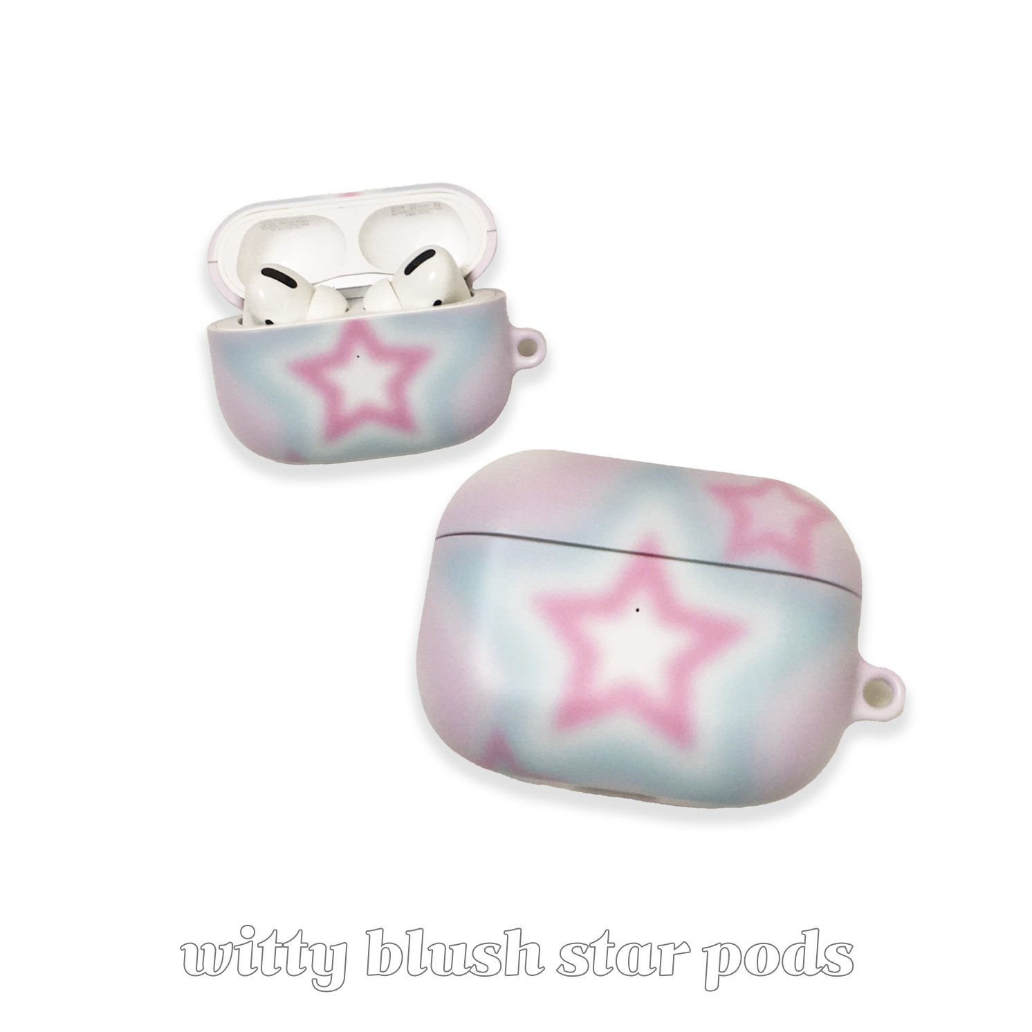 witty blush star airpods case (pink+skyblue)