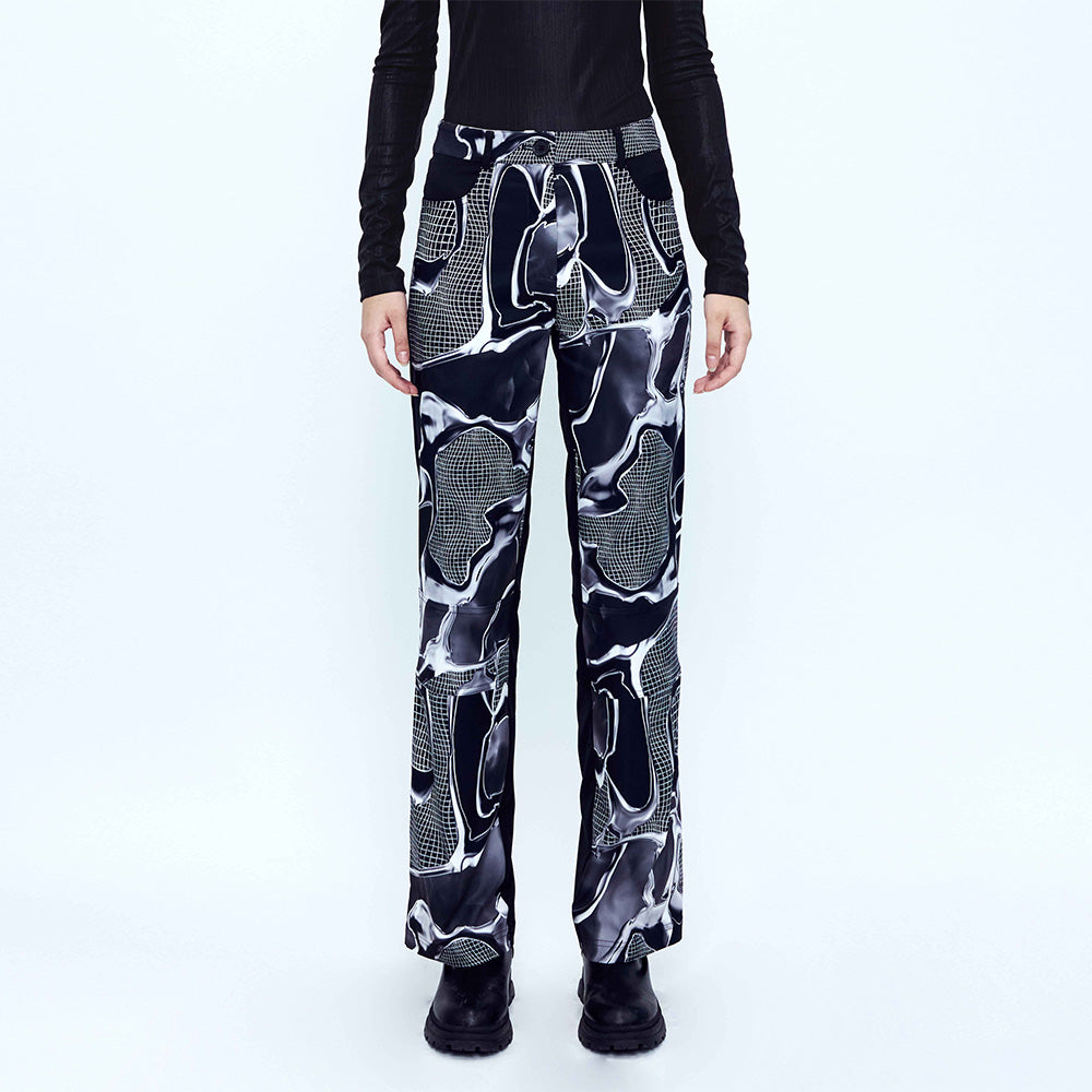 Grid Graphic Trousers _ Black