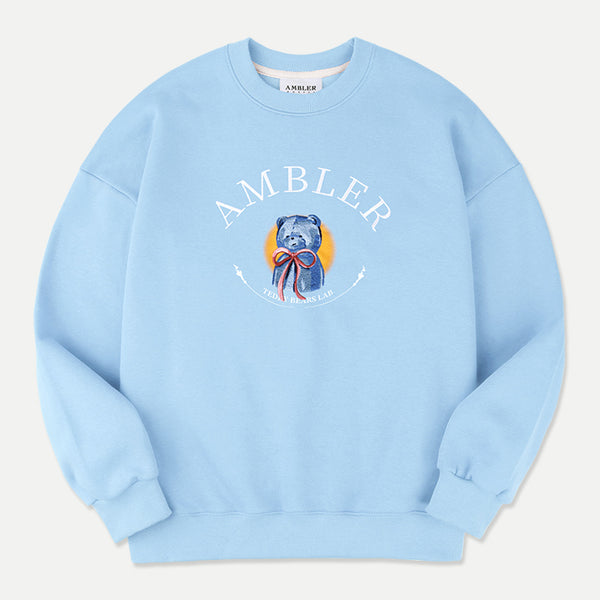 AMBLER 男女共用 Blue bear yearbook オーバーフィット マンツーマンTシャツ AMM1206