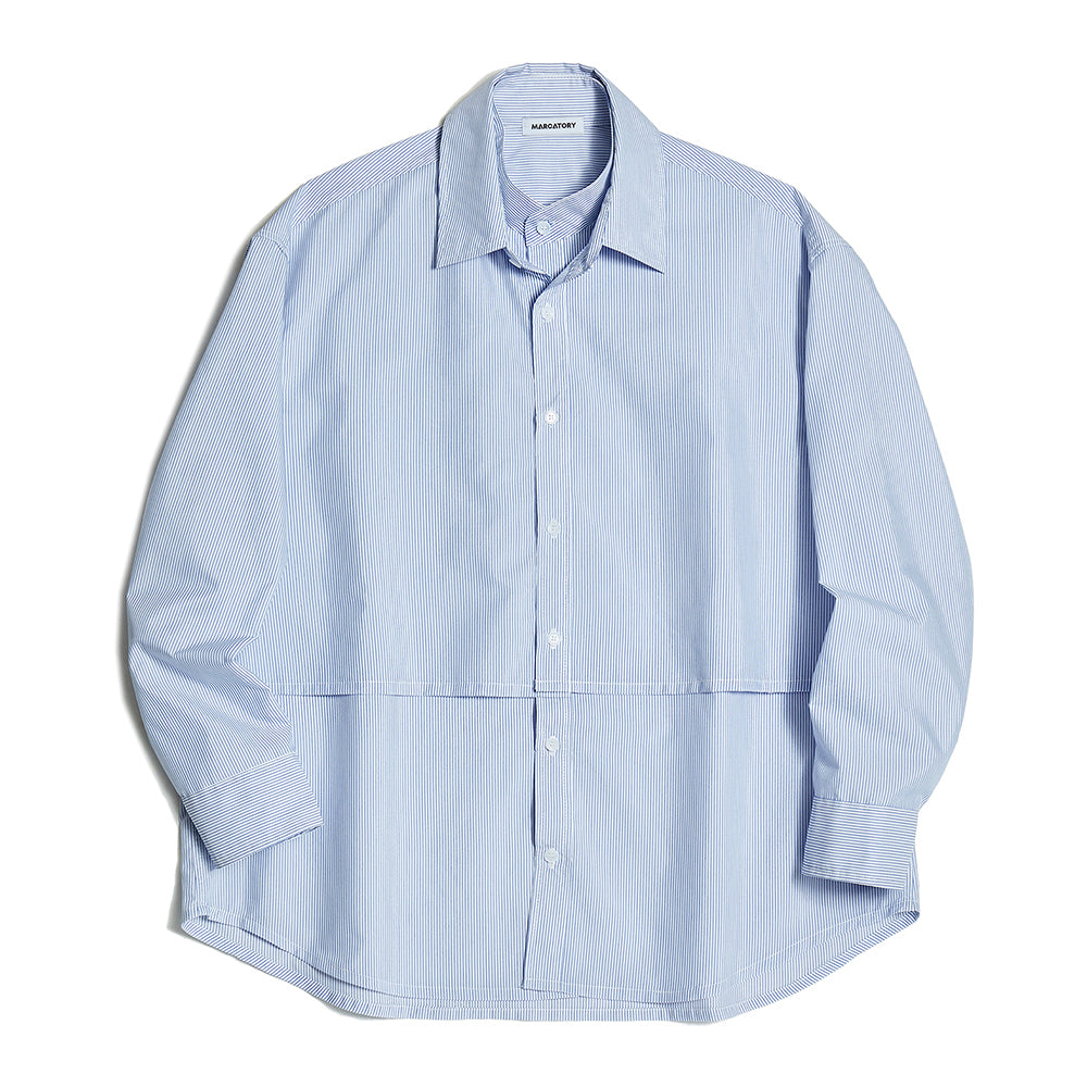 STRIPE DOUBLE LAYERED SHIRT (BLUE)