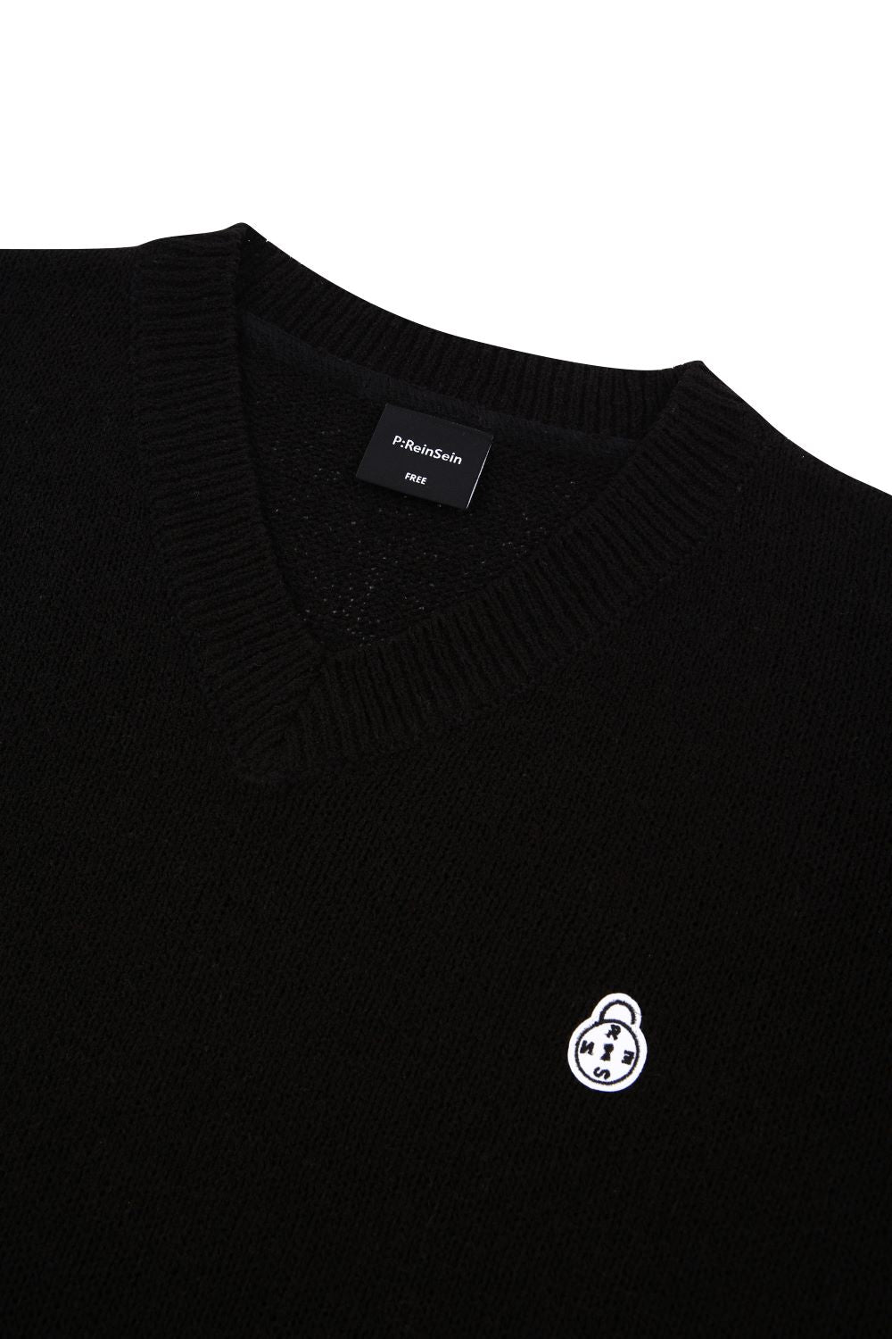 Black V-Neck Bookle Knitwear