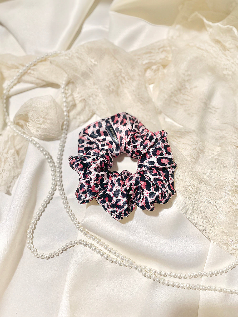 Leopard Printing Satin Hair Scrunchie (5color)