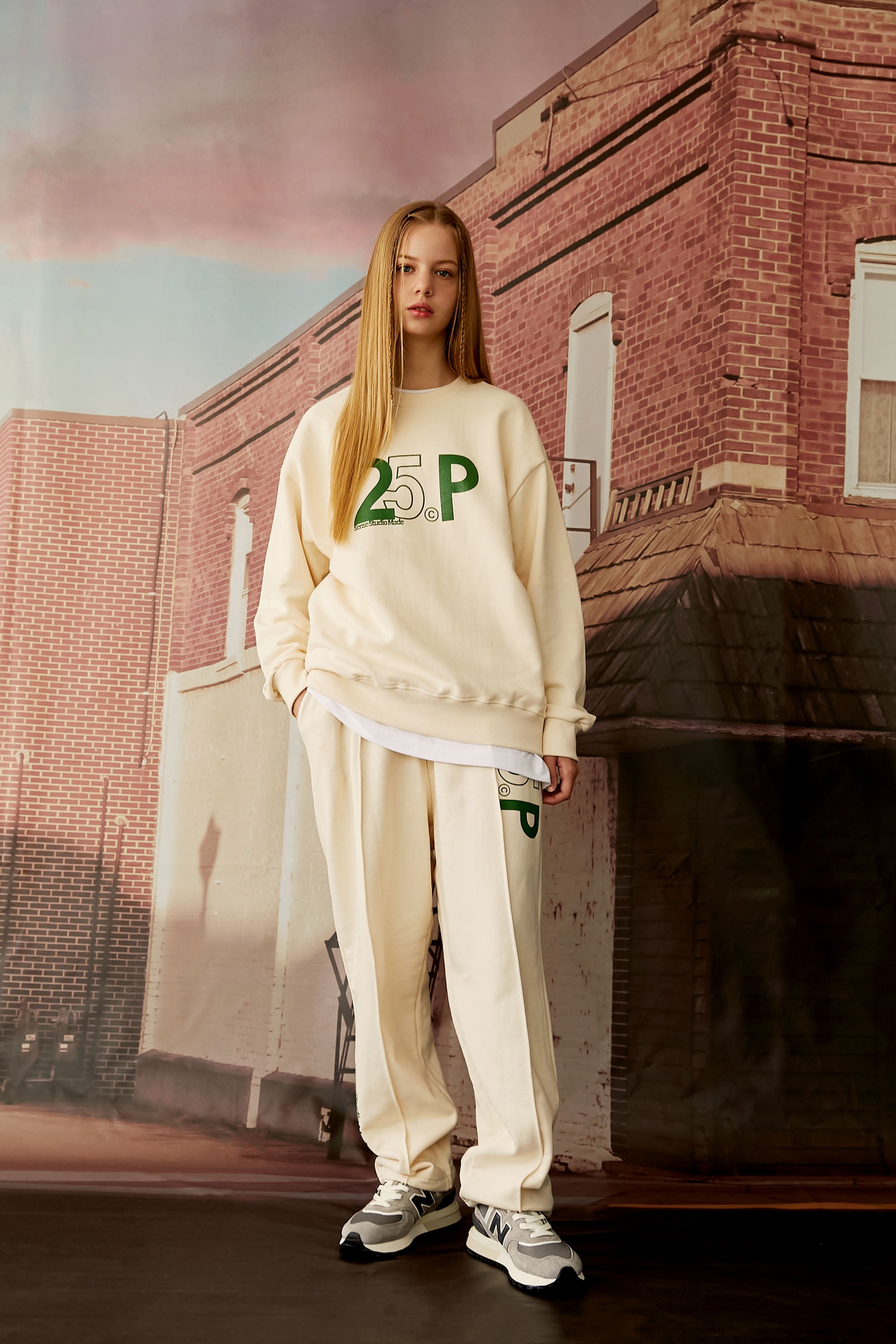 25P SENSE LOGO SWEAT PANTS_CREAM