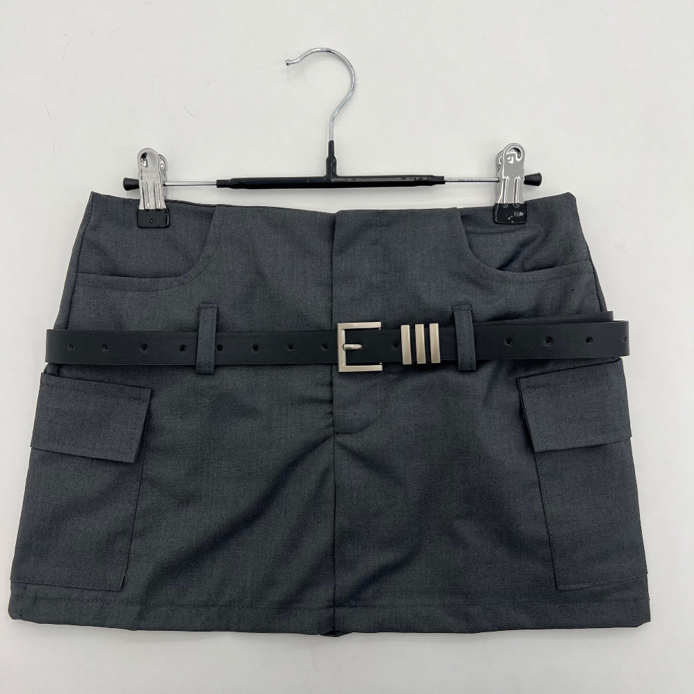 Cargo belt row-rise skirts (2 Color)