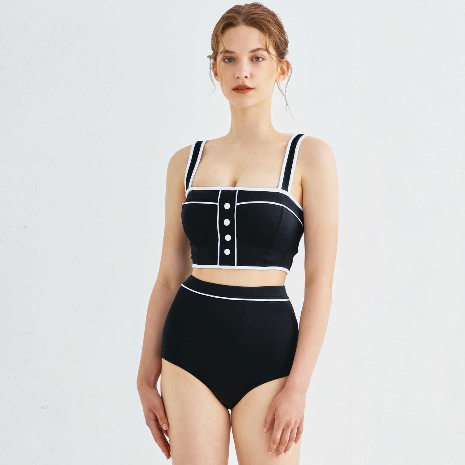 Le Mans Burton Bustier High Waist Bikini-Black