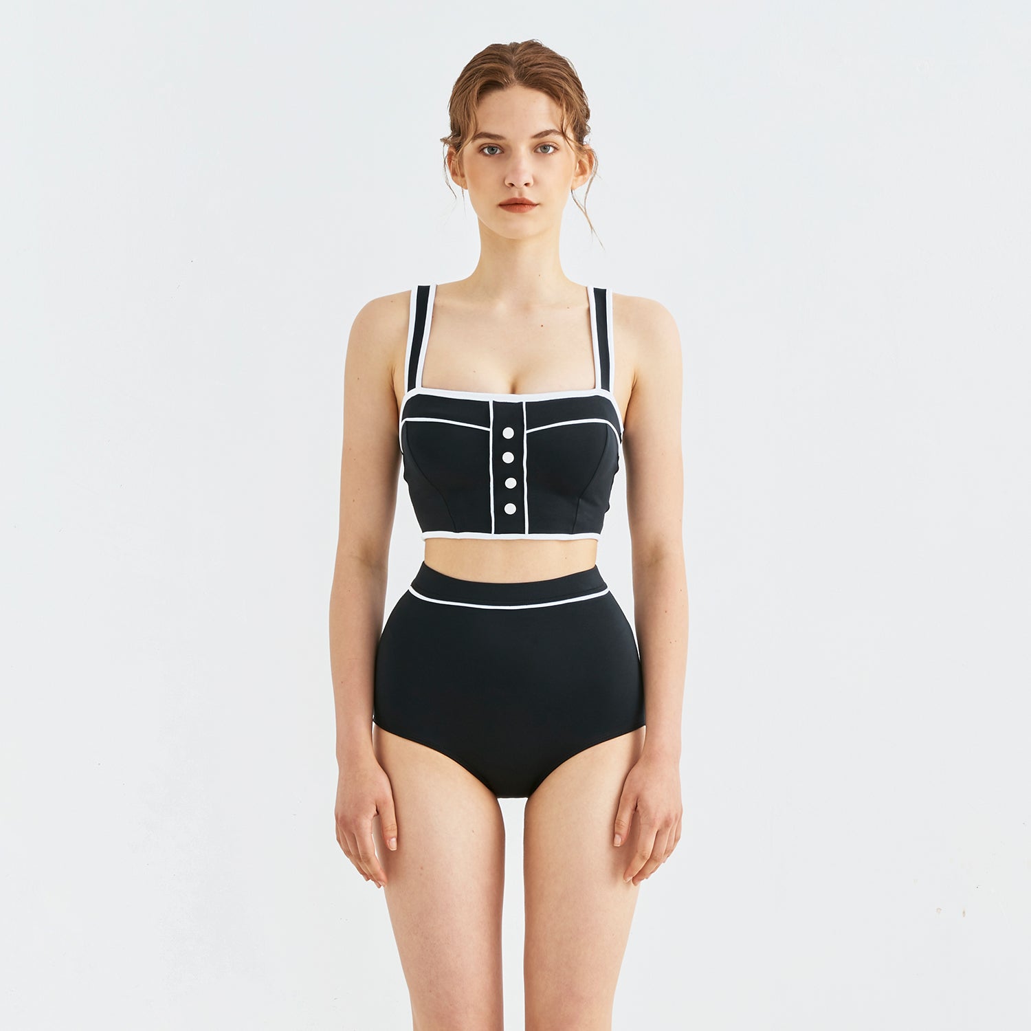 Le Mans Burton Bustier High Waist Bikini-Black