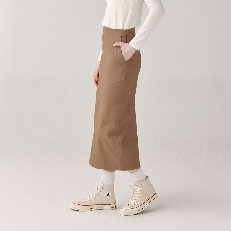 Cotton ling front slit skirt