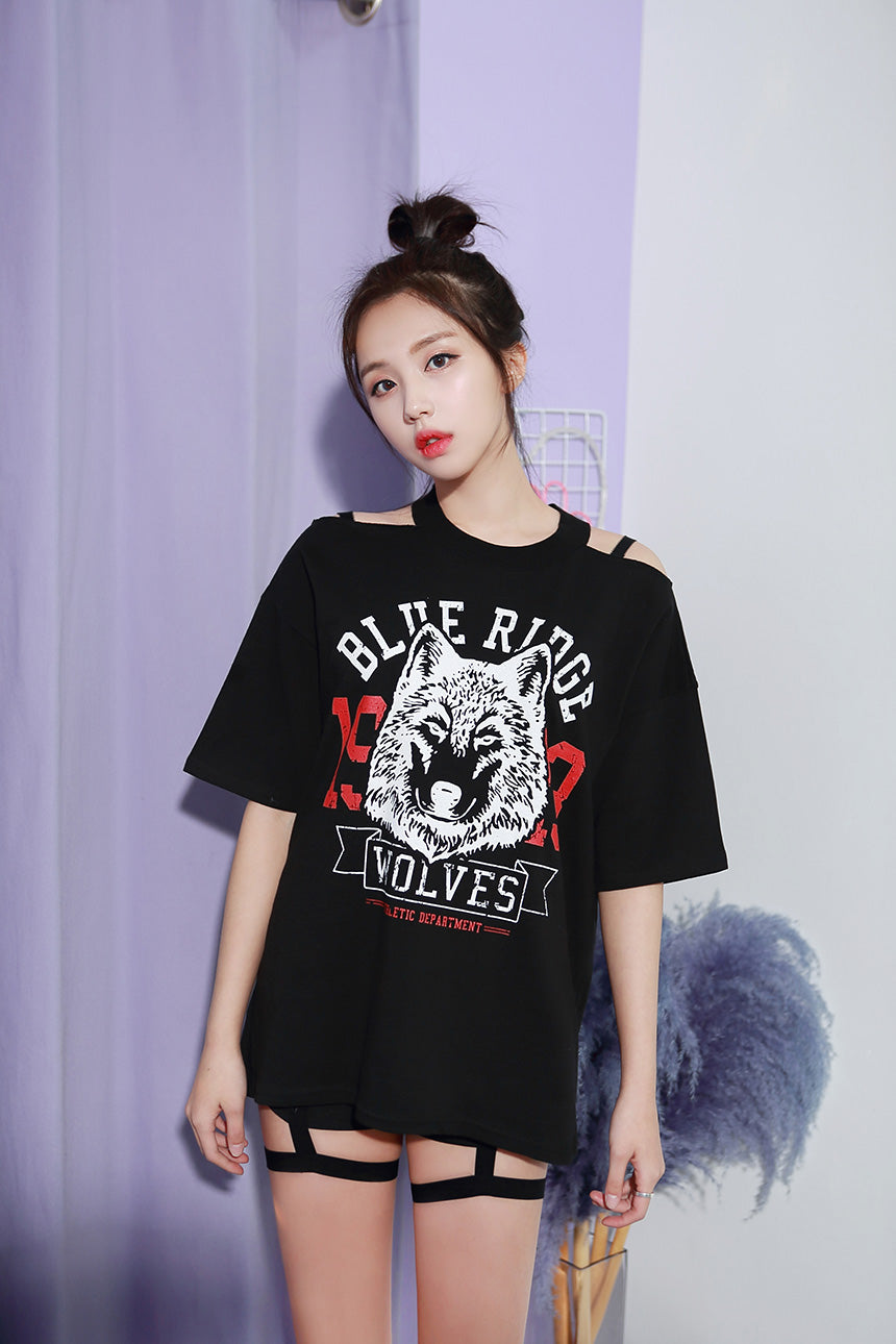 TOP(6364) off-cut short sleeve tee