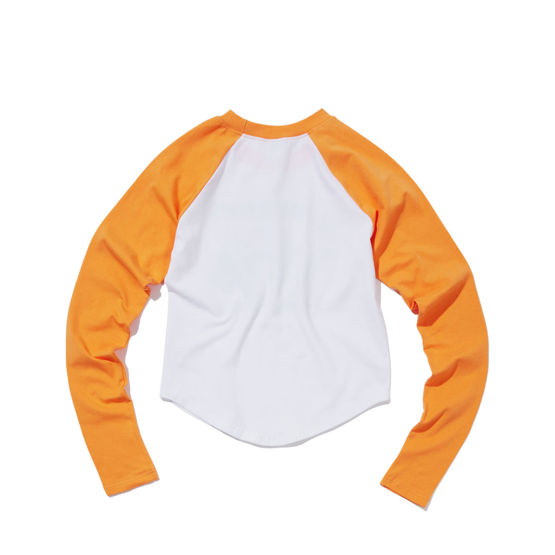 DANGEROUS Raglan long-sleeved T-Shirt (WHITE ORANGE) WOMENS