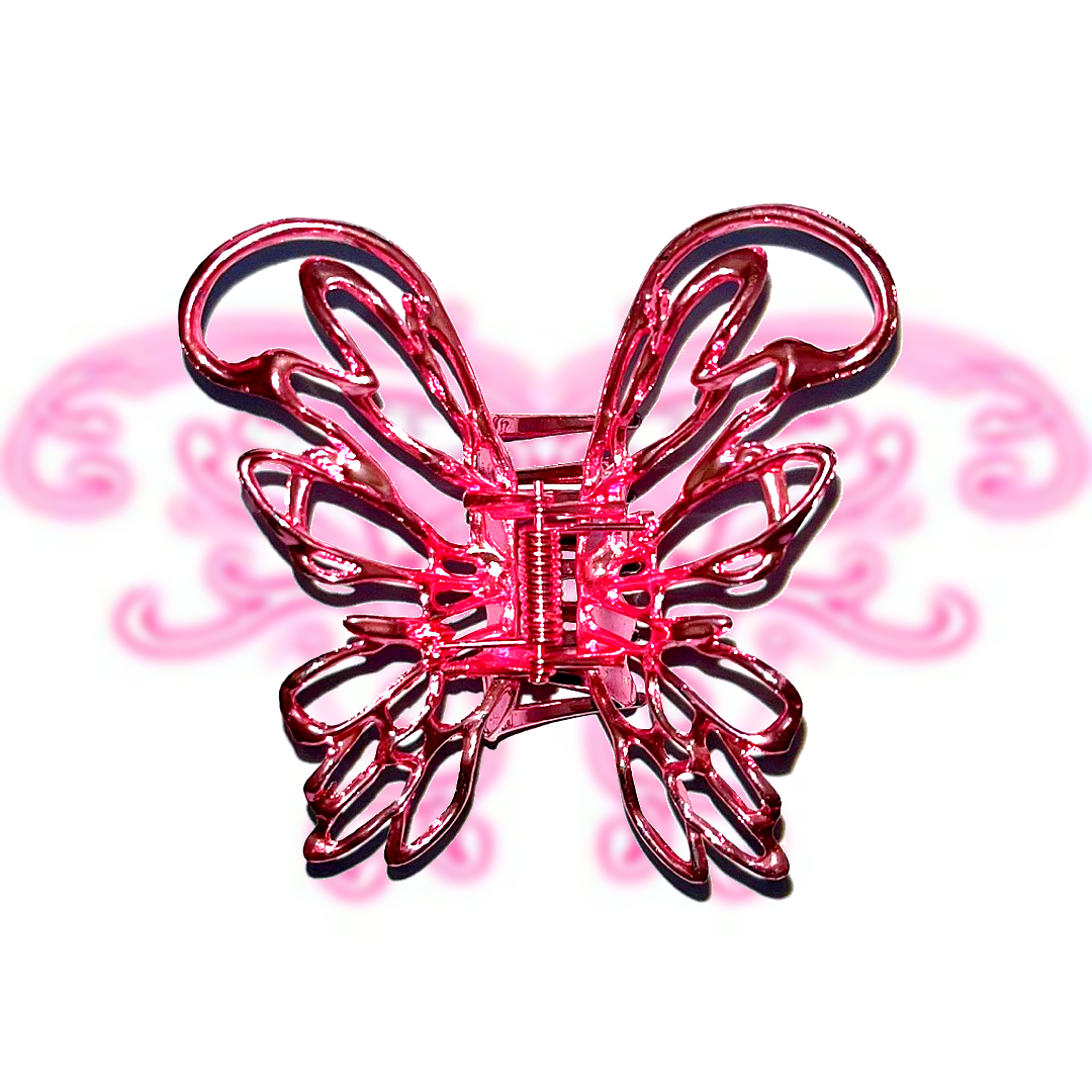 Pink butterfly hairpin