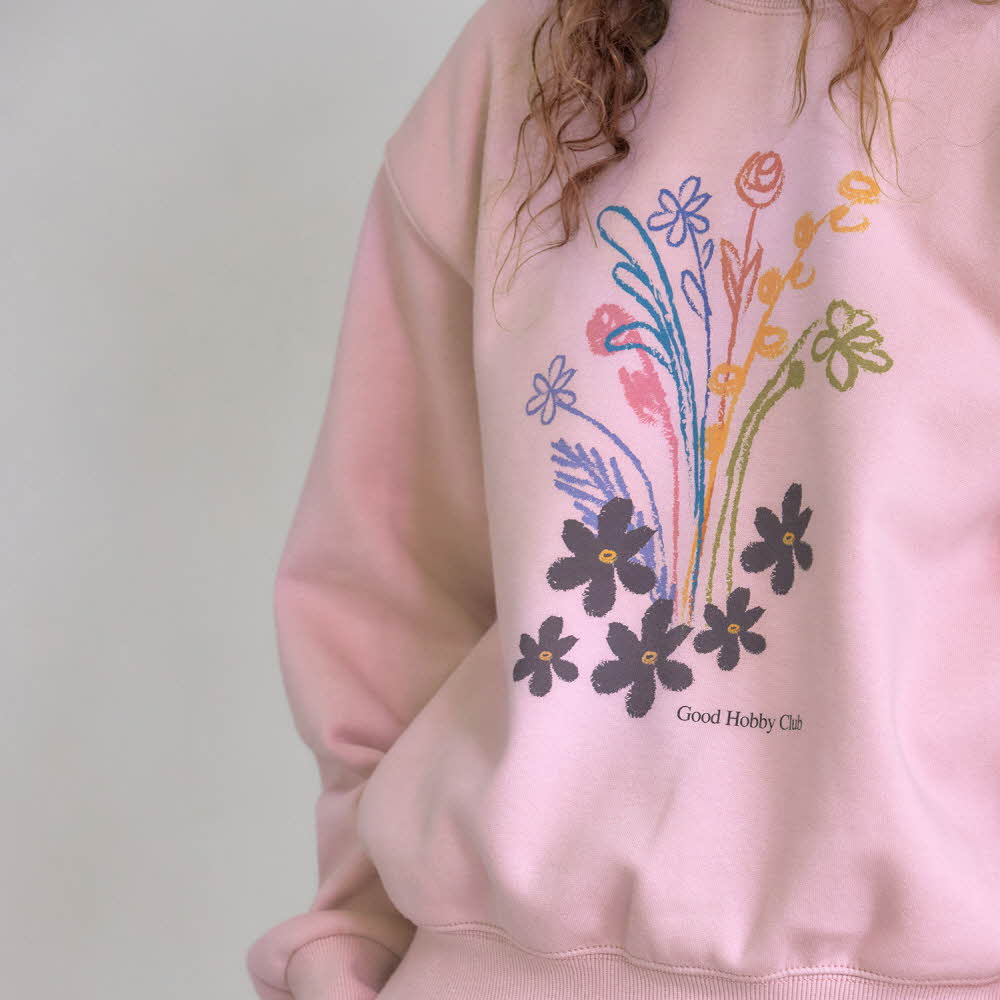 DRAWING FLOWER SWEATSHIRT_PINK