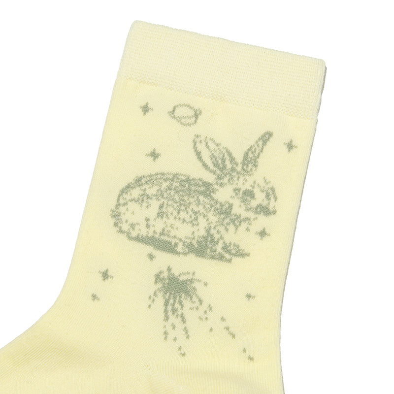 WITTY BUNNY SKETCH GRAPHIC SOCKS [IVORY]