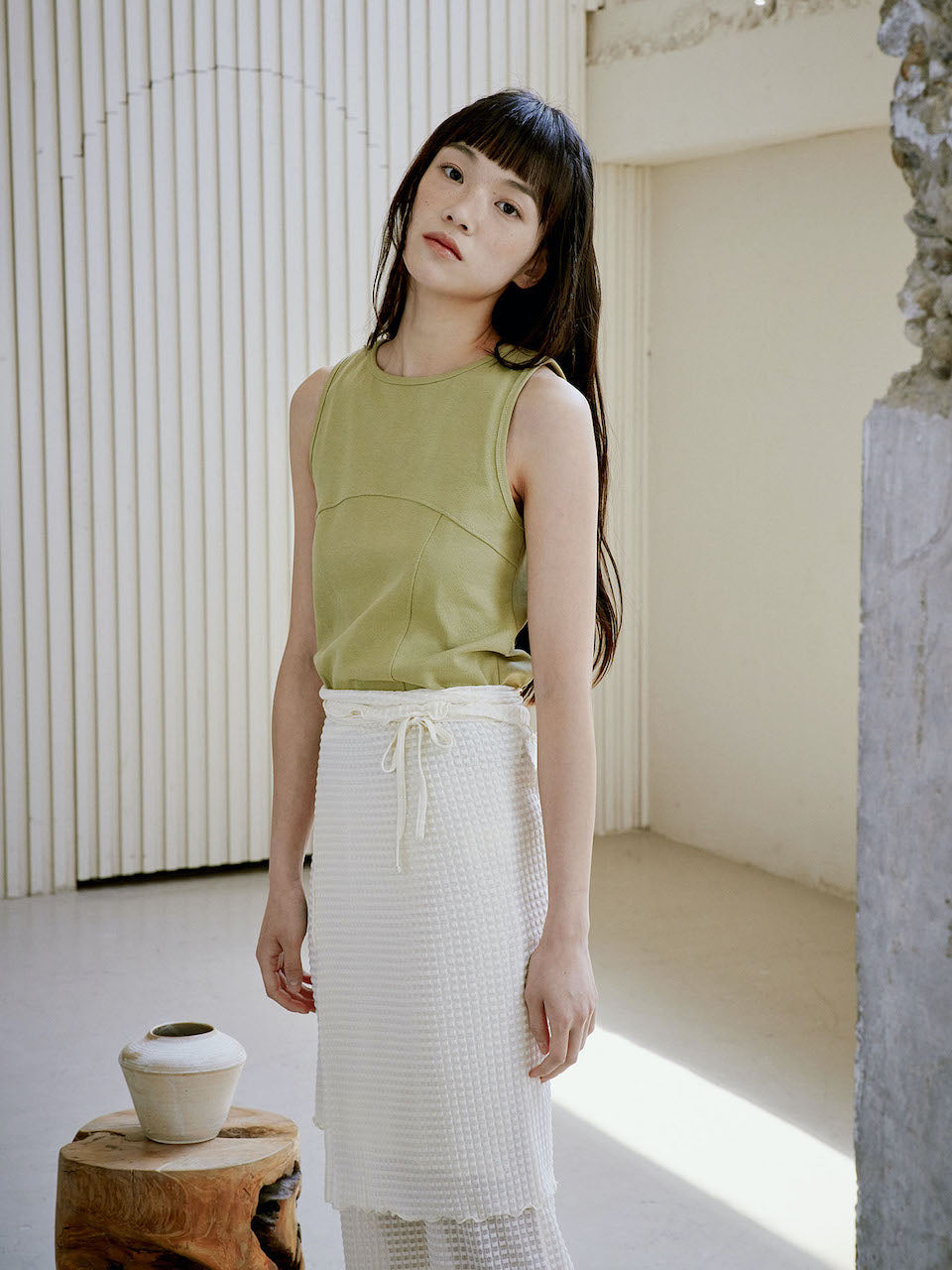 COTTON RIB TANK [ OLIVE ]