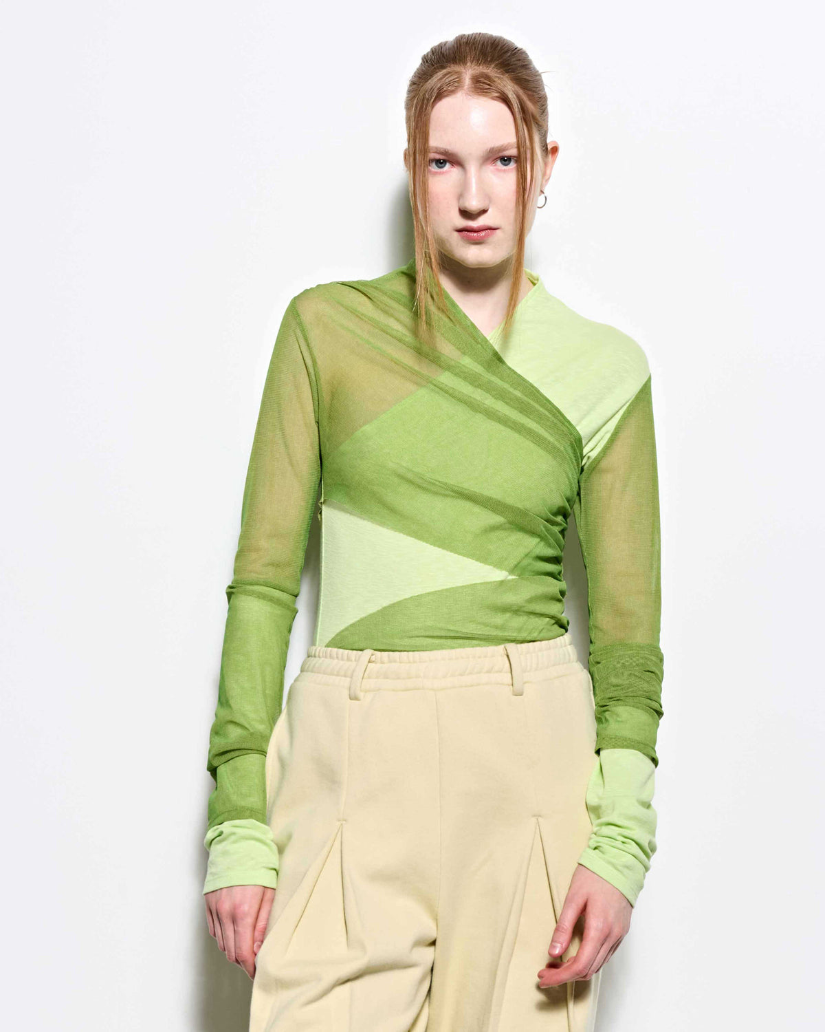 Layered Long Sleeve Top _ Green