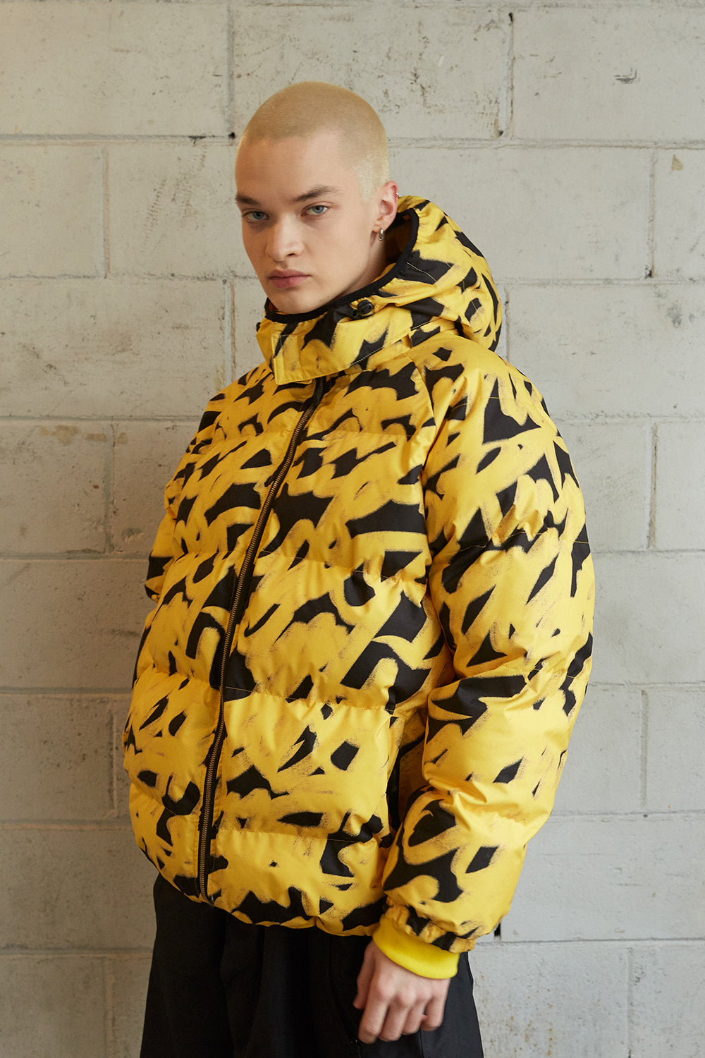 BSR2223FWJK002 SWIRLING LOGO  HOODIE WELLON PARKA YELLOW