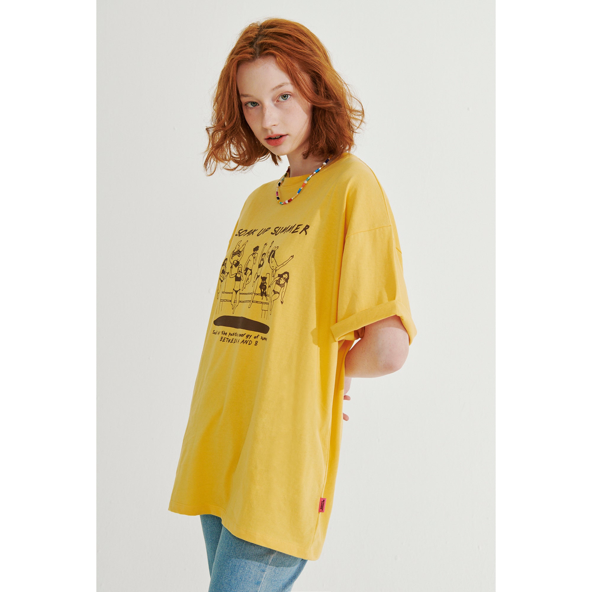 DIVING PRINT OVERFIT T-SHIRT _ YELLOW