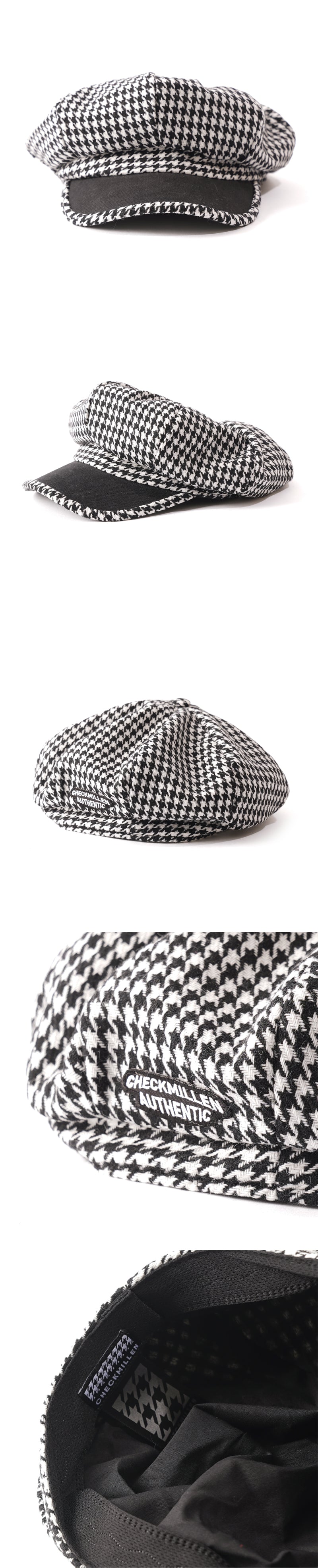 HOUNDSTOOTH NEWBOY CAP (BLACK)