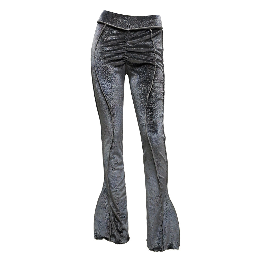 Jacquard velour pants-gray