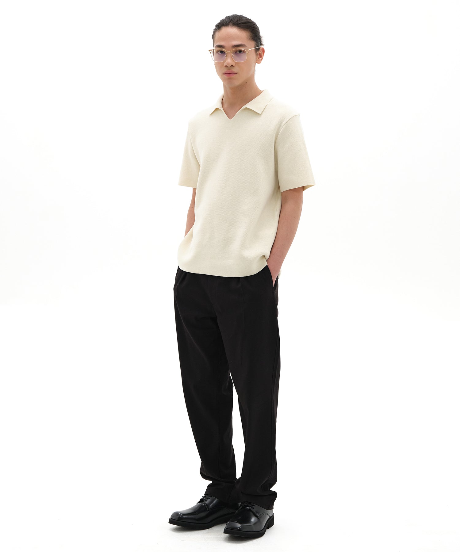 Wool One-Tuck Basic Slacks_Black