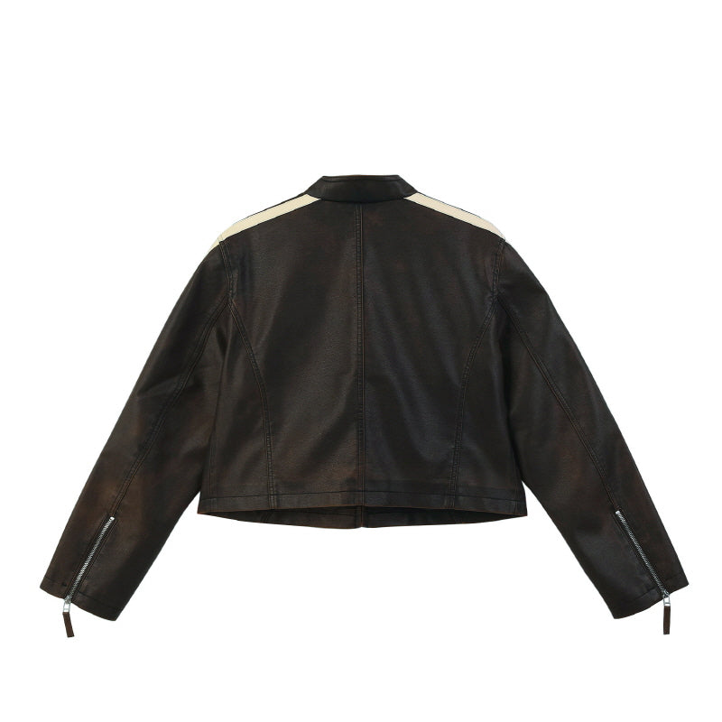 line leather jacket (black)