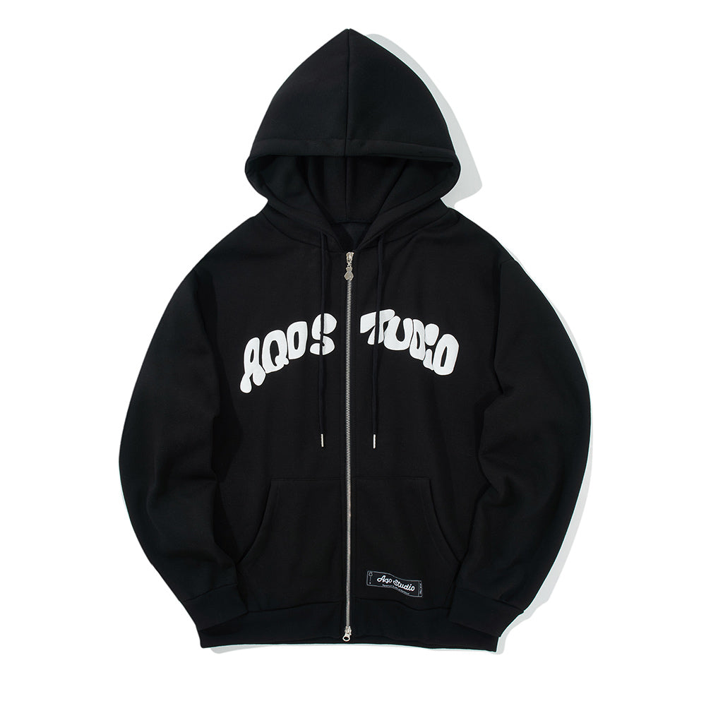 AQO LOGO PRINT HOODIE ZIP UP