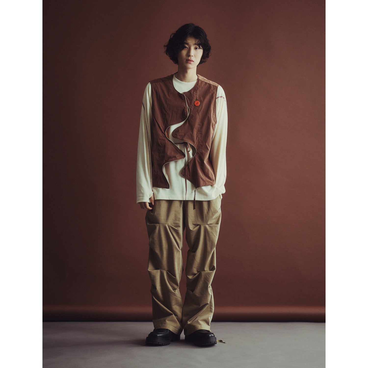 PIGMENT WASHED CREASE PANTS_CAMEL BROWN