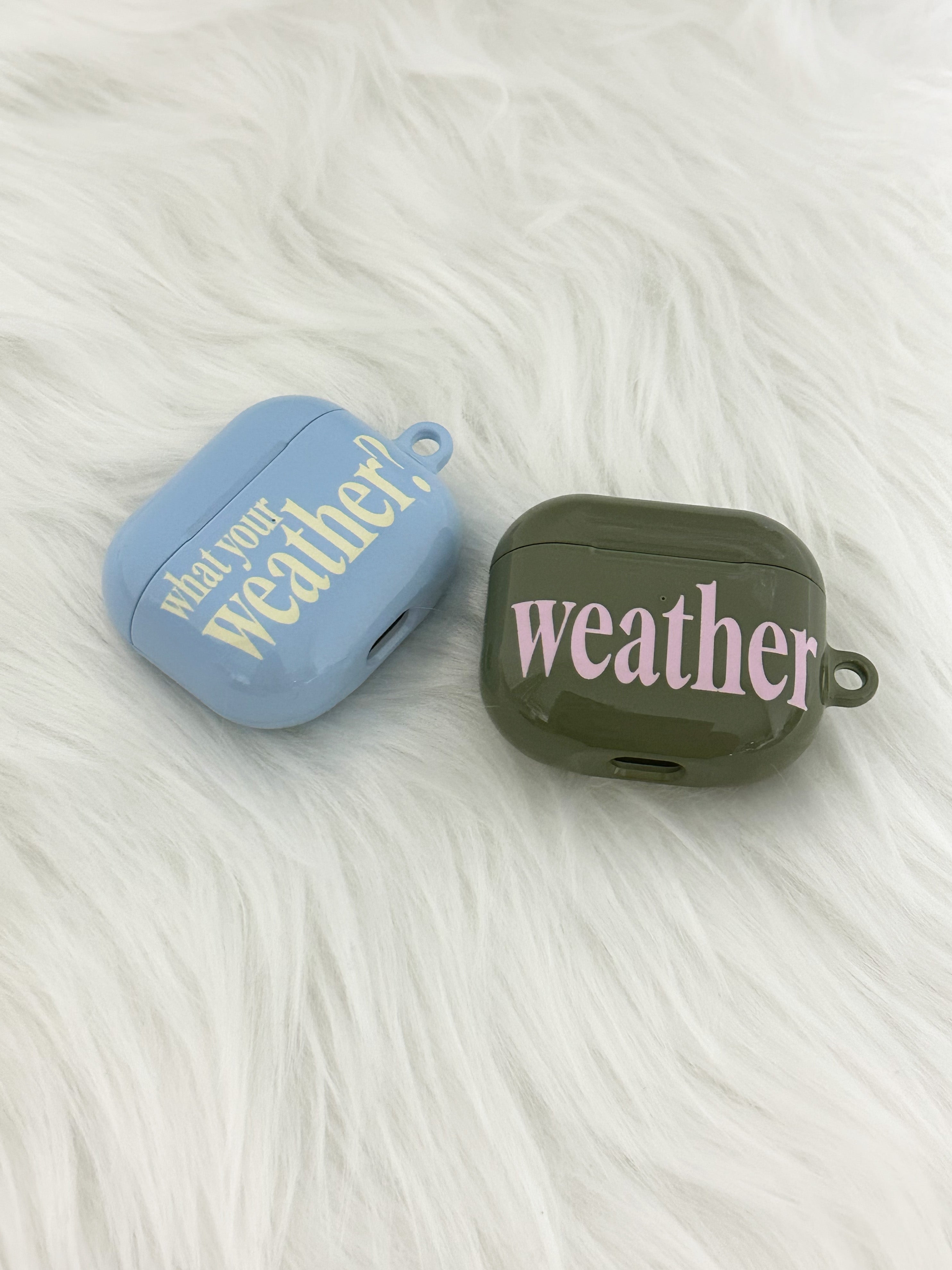 weather Airpods case-khaki(light pink)