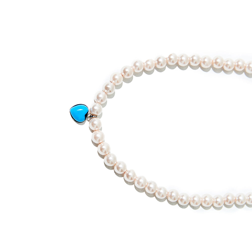 HEART TURQUOISE PEARL NECKLACE