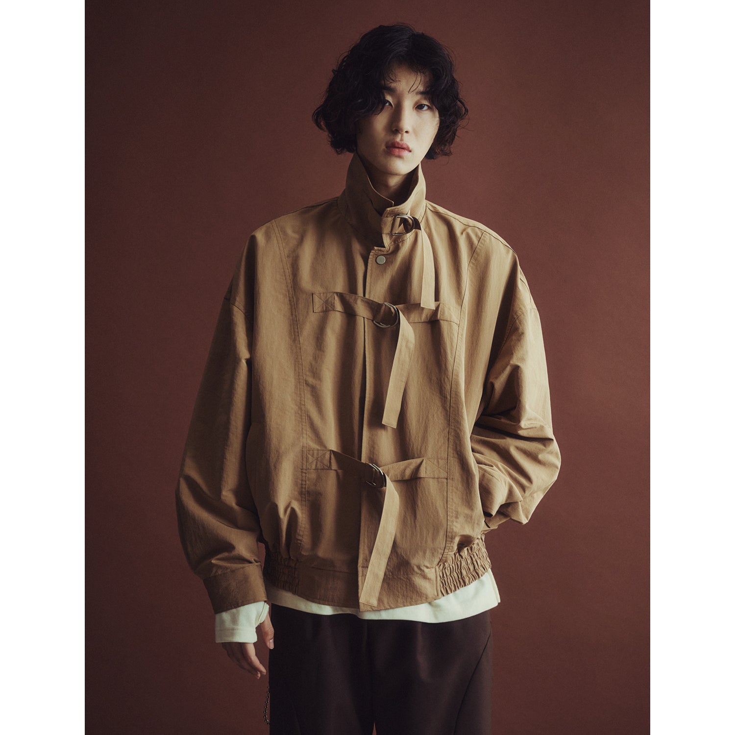 D-RING STRAP HARRINGTON JACKET_BR