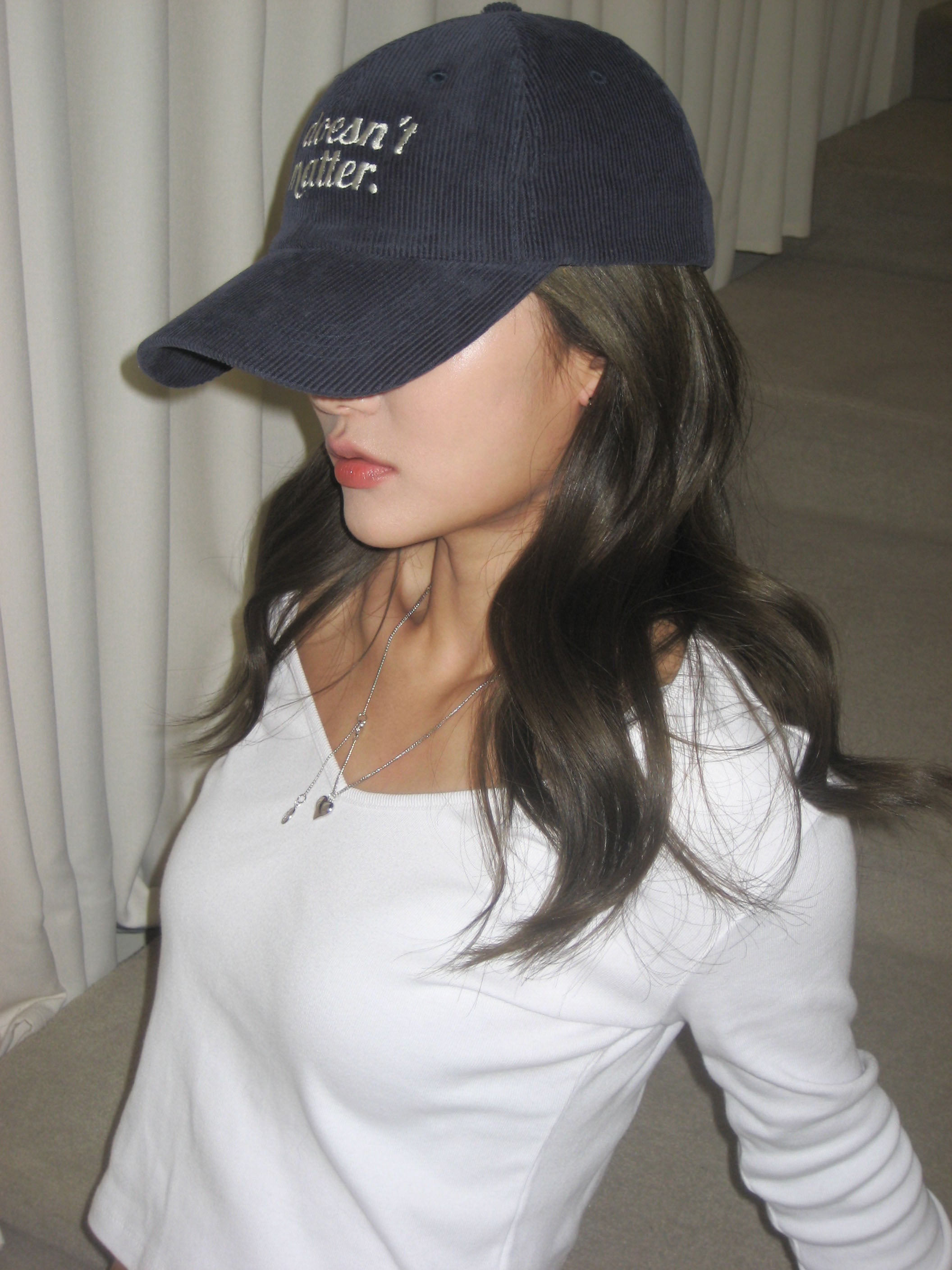 Corduroy logo ball cap (Navy)