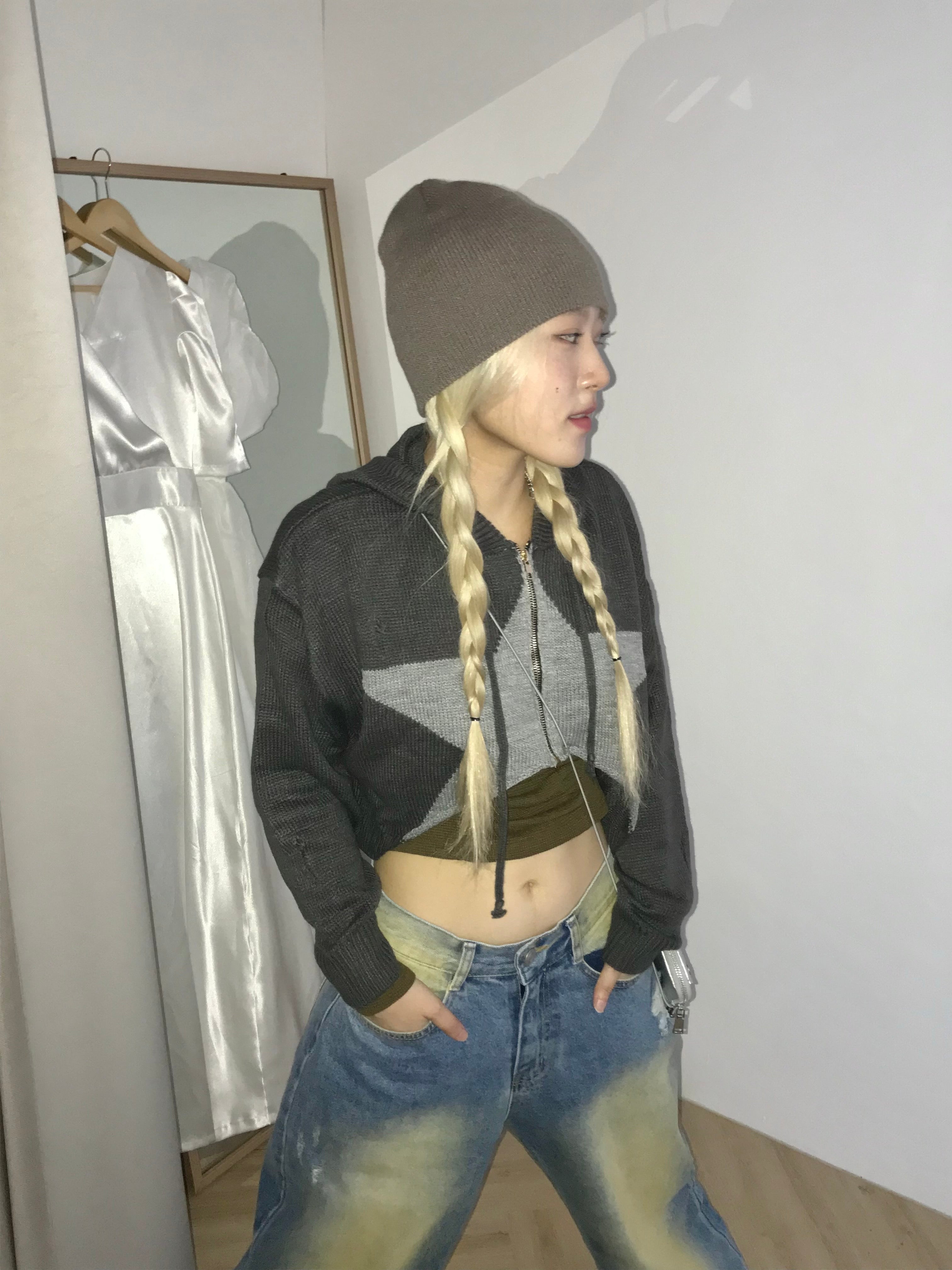 Marco crop knit zip up