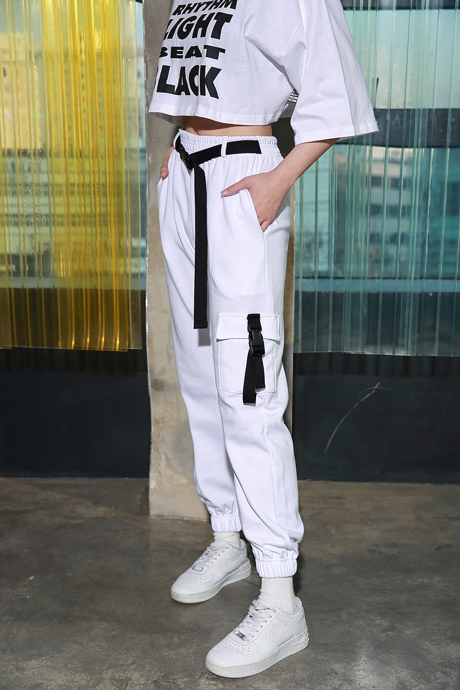 BOT(7727) Belted Jogger Pants